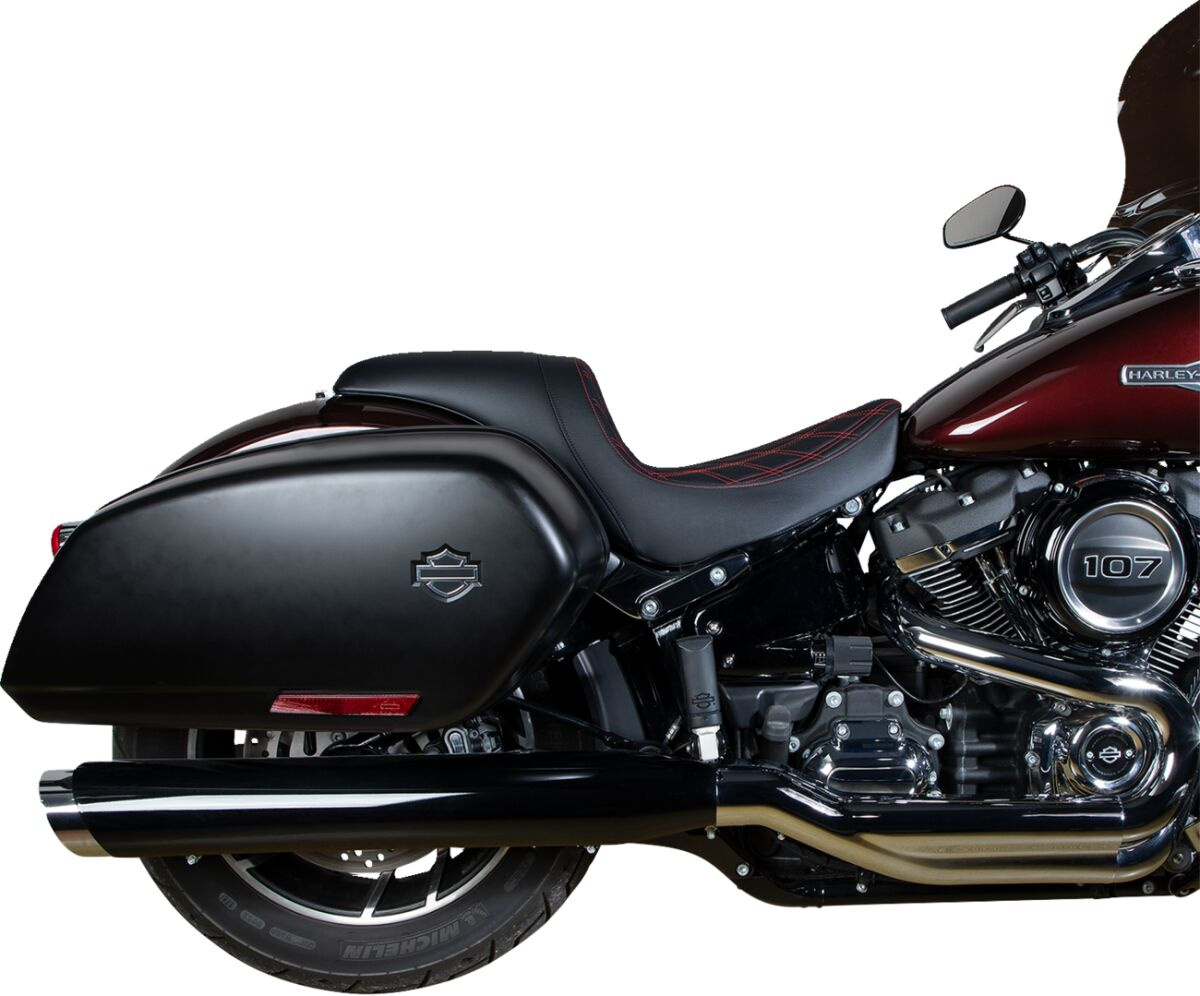 Drag Specialties Seats Predator Seat - Double Diamond W/ Red Sitching