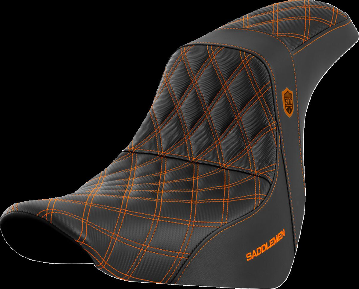 Saddlemen Seat Sdc Perf Gripper Orange Stitch Seat Pro Serie Sdc Flsb/