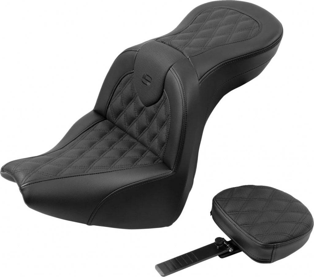 Saddlemen Roadsofa�?� Seat - With Backrest - Lattice Stitch - Black Se