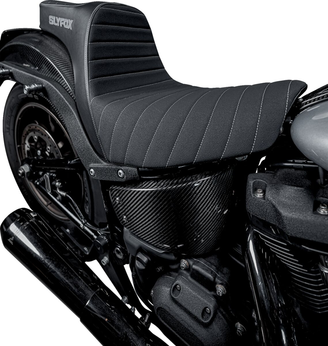 Slyfox Highnoon Seat - Vinyl - Silver Logo - Fl Seat Highnoon 2Up Blk