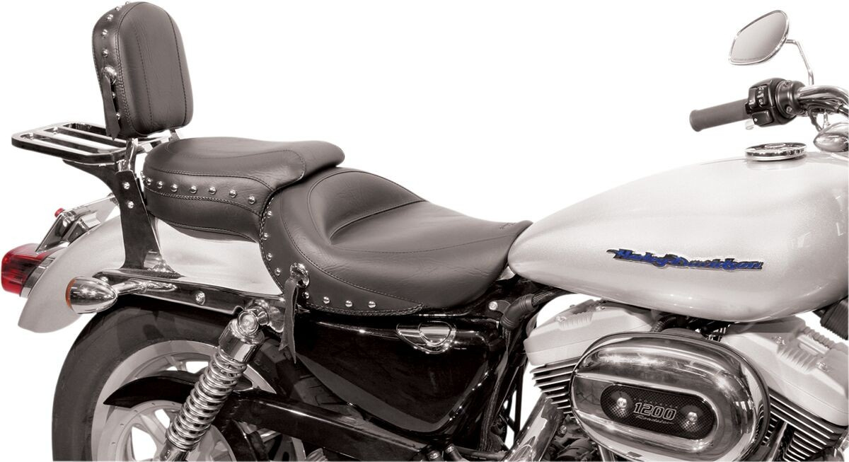 Mustang Seat One-Piece Wide Touring 2-Up Studded With Conchos Seat Wid