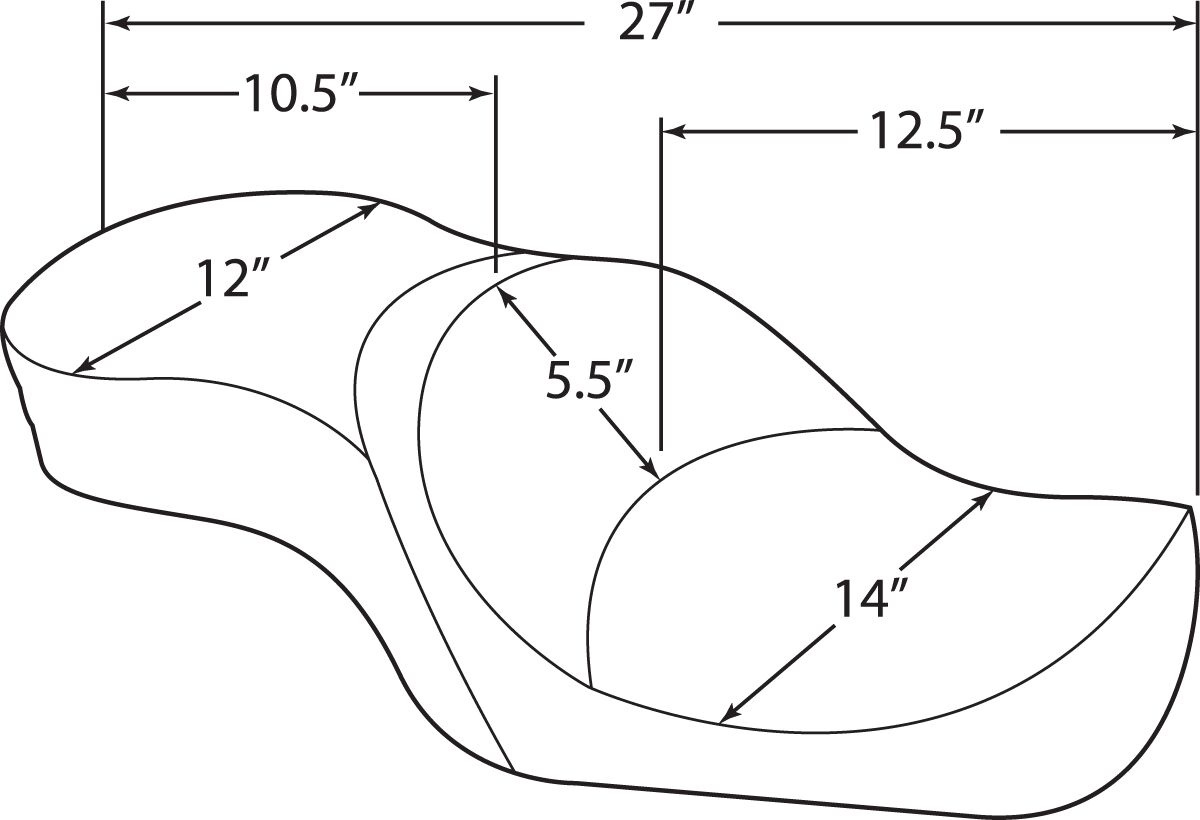 Drag Specialties Seats Seat Wide Low-Profile Rear 2-Up Vinyl Black Sea