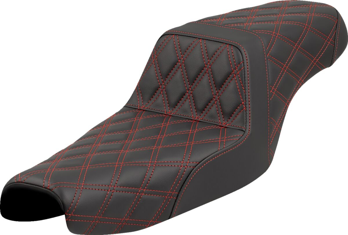 Saddlemen Step-Up Seat - Lattice Stitch - Red Stitch - Xl Seat Step Up