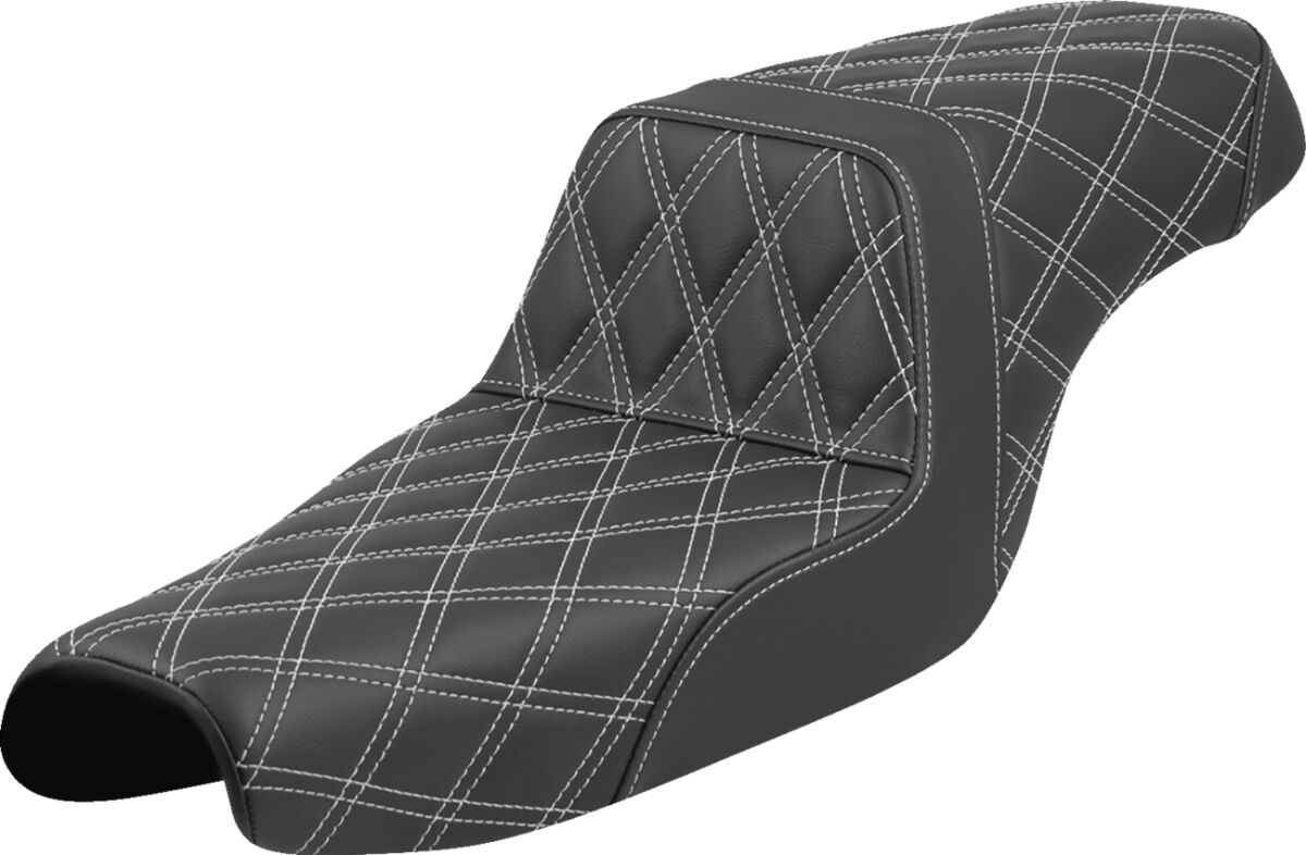 Saddlemen Step-Up Seat - Lattice Stitch - White Stitch - Xl Seat Step