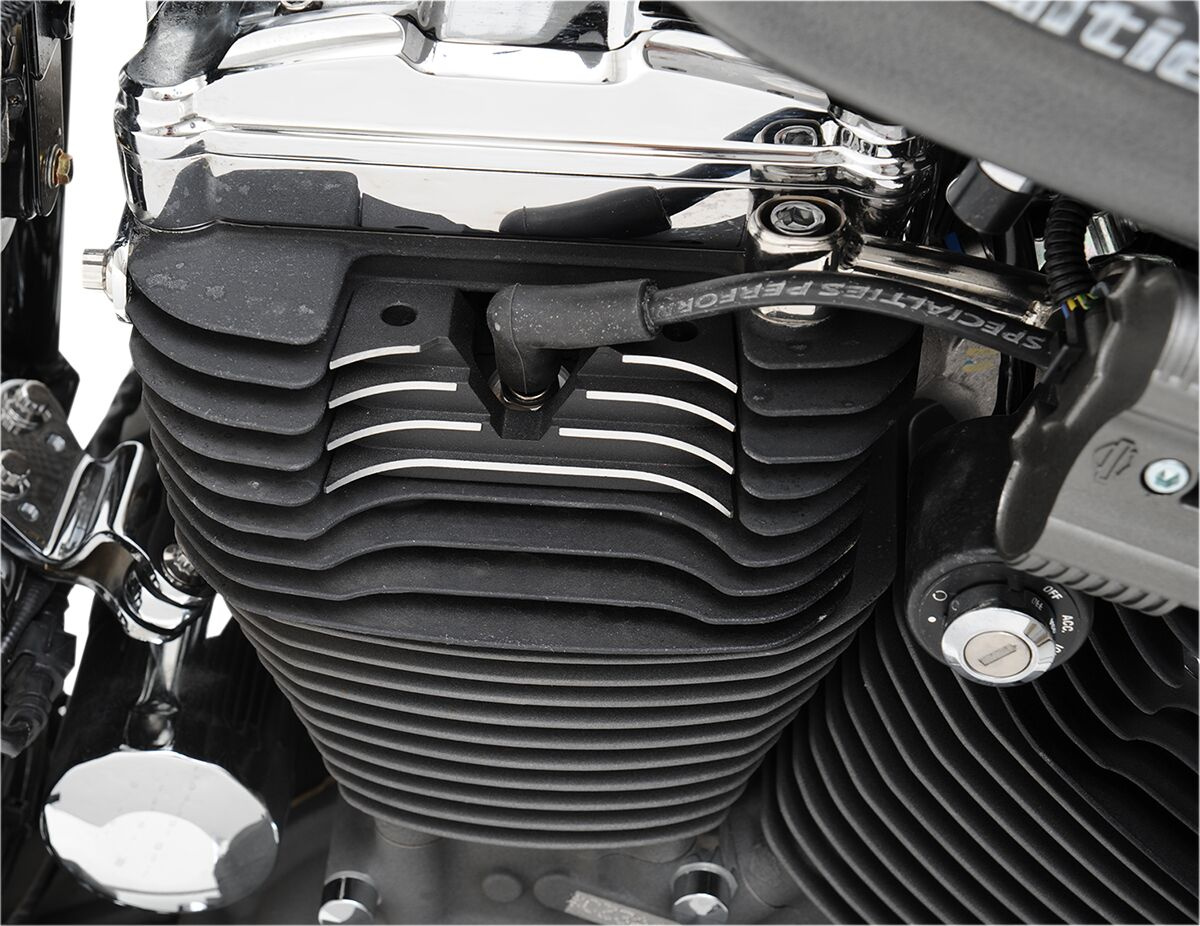 Drag Specialties Spark Plug Head Bolt Covers Finned Black Cover S/Plg