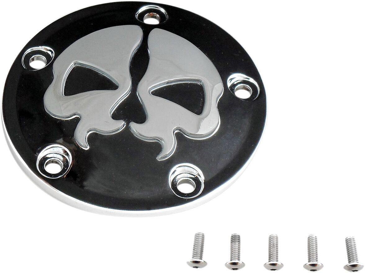 Drag Specialties Cover Points 5-Hole Split Skull Black Cover Pts Sp Sk