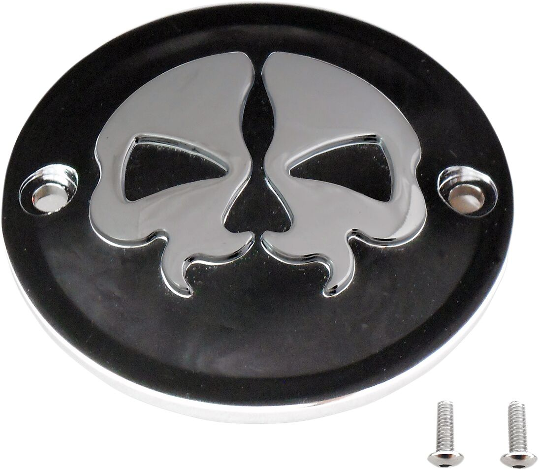 Drag Specialties Cover Points 2-Hole Split Skull Black Cover Pts Sp Sk