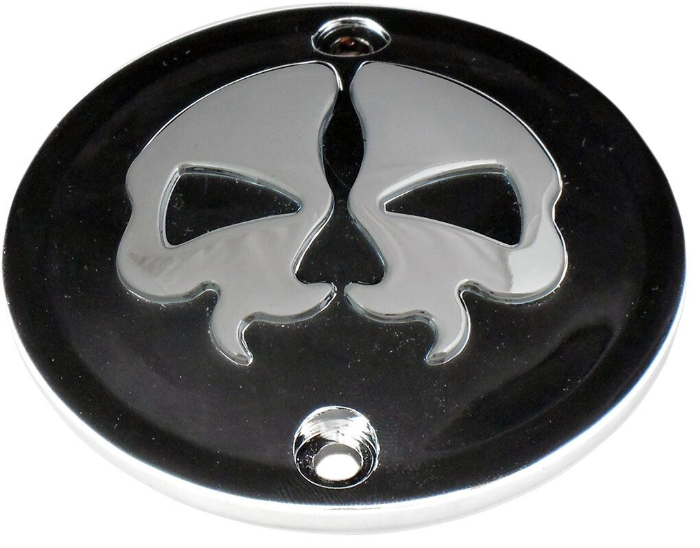Drag Specialties Cover Points 2-Hole Split Skull Black Cover Pts Sp Sk