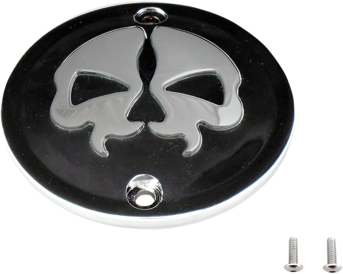 Drag Specialties Cover Points 2-Hole Split Skull Black Cover Pts Sp Sk
