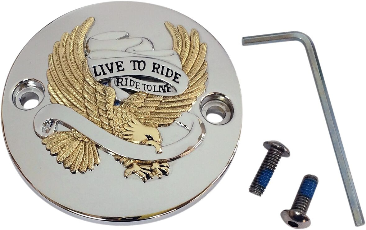 Drag Specialties Live To Ride Points Cover Chrome/Gold Cover Pts Ltr G