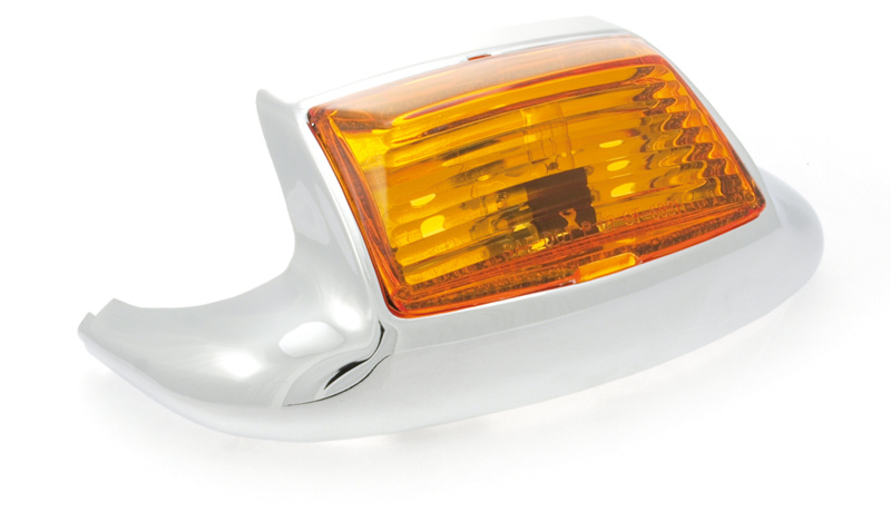 Fender tip, fram m. orange glas. FLT/FLHR 00-upp, krom