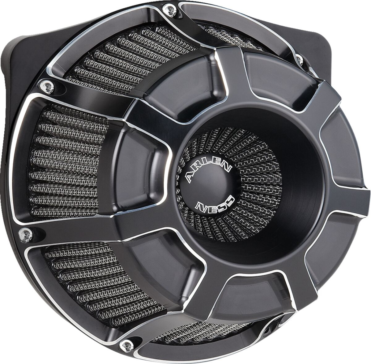 Arlen Ness Air Cleaner Beveled Inverted Black Air Cleaner - Beveled In