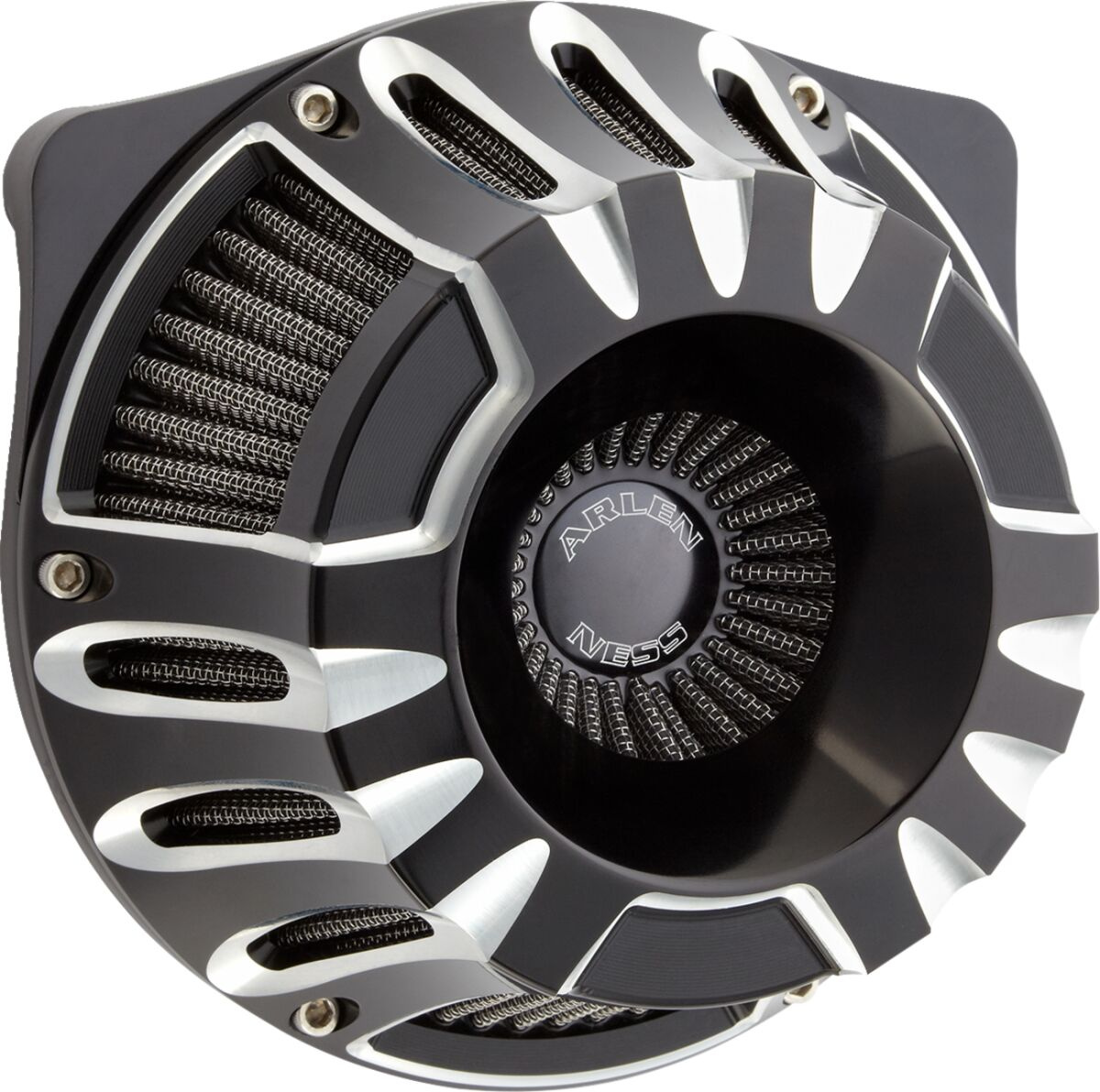Arlen Ness Air Cleaner Deep Cut Inverted Black Air Cleaner - Deep Cut