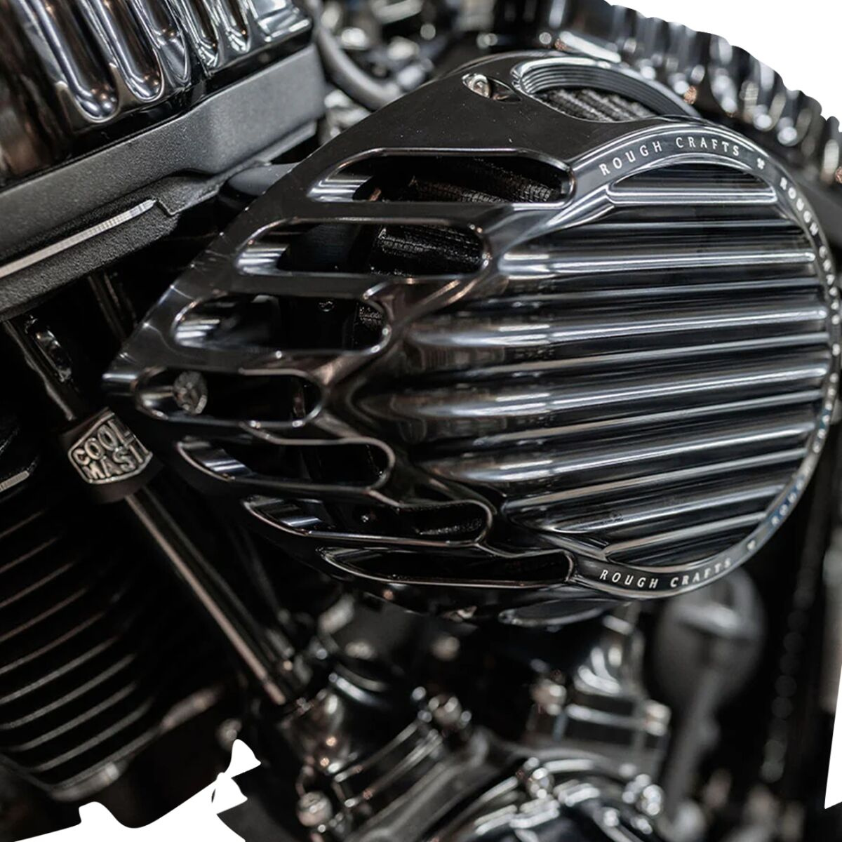 Arlen Ness Air Cleaner Rough Crafts Round All Black Air Cleaner Rough