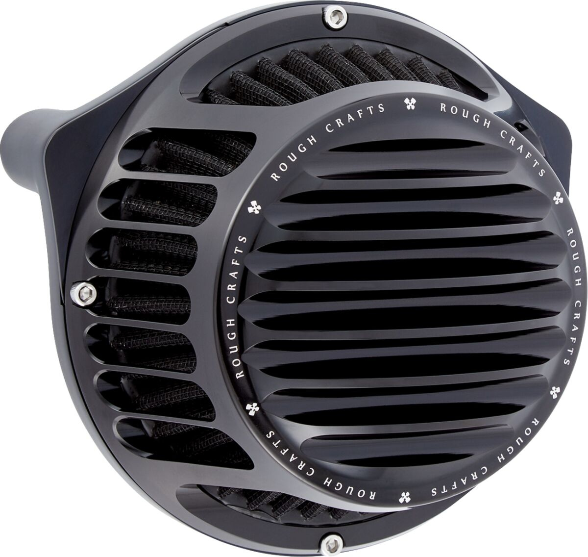 Arlen Ness Air Cleaner Rough Crafts Round All Black Air Cleaner Rough