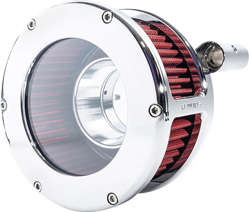 Feuling Parts Air Cleaner Ba Clear Cover Chrome/Red 99-17 Tc Air Clean