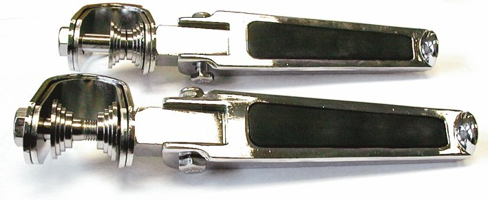 Fotpinnar med klammer, gummi-inl�gg, kromade