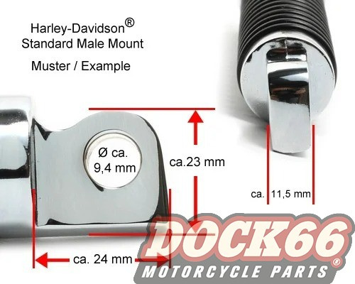 Footpegs H-D Style black ribbed, similar OEM 49117-77