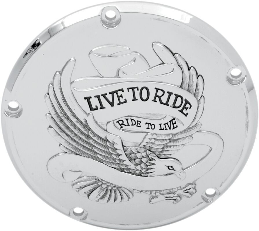 Drag Specialties Live To Ride Derby Cover Chrome 5-Hole Derby Cover Lt
