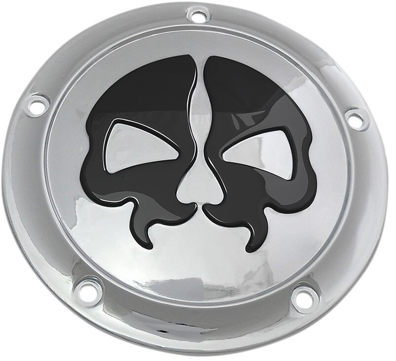 Drag Specialties Cover Derby Split Skull 5-Hole Chrome Cover Drb Sp Sk