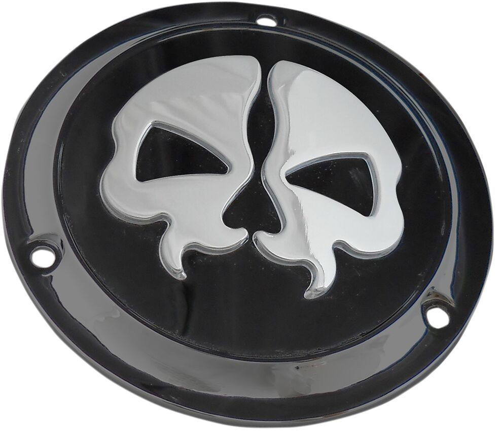 Drag Specialties Cover Derby Split Skull 3-Hole Black Cover Drb Sp Skl