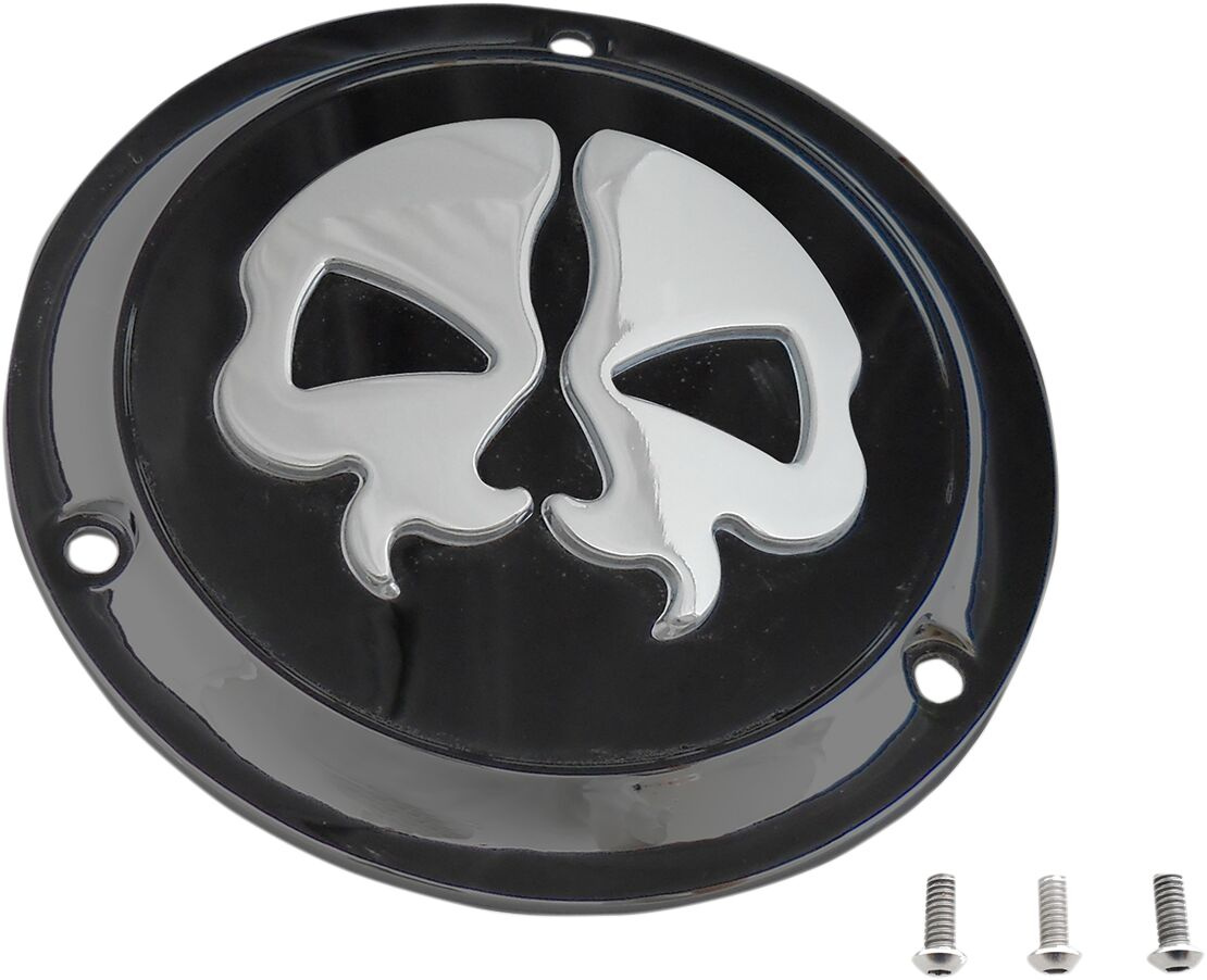 Drag Specialties Cover Derby Split Skull 3-Hole Black Cover Drb Sp Skl