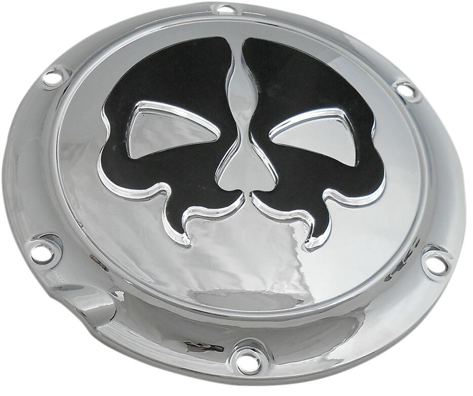 Drag Specialties Cover Derby Split Skull 6-Hole Chrome Cover Drb Sp Sk