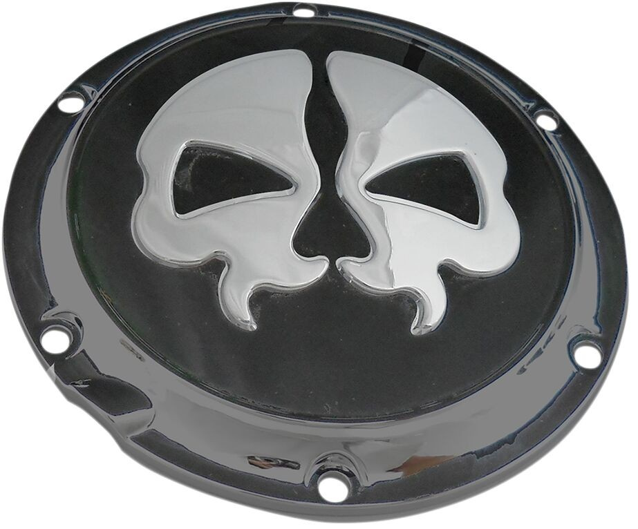 Drag Specialties Cover Derby Split Skull 6-Hole Black Cover Drb Sp Skl