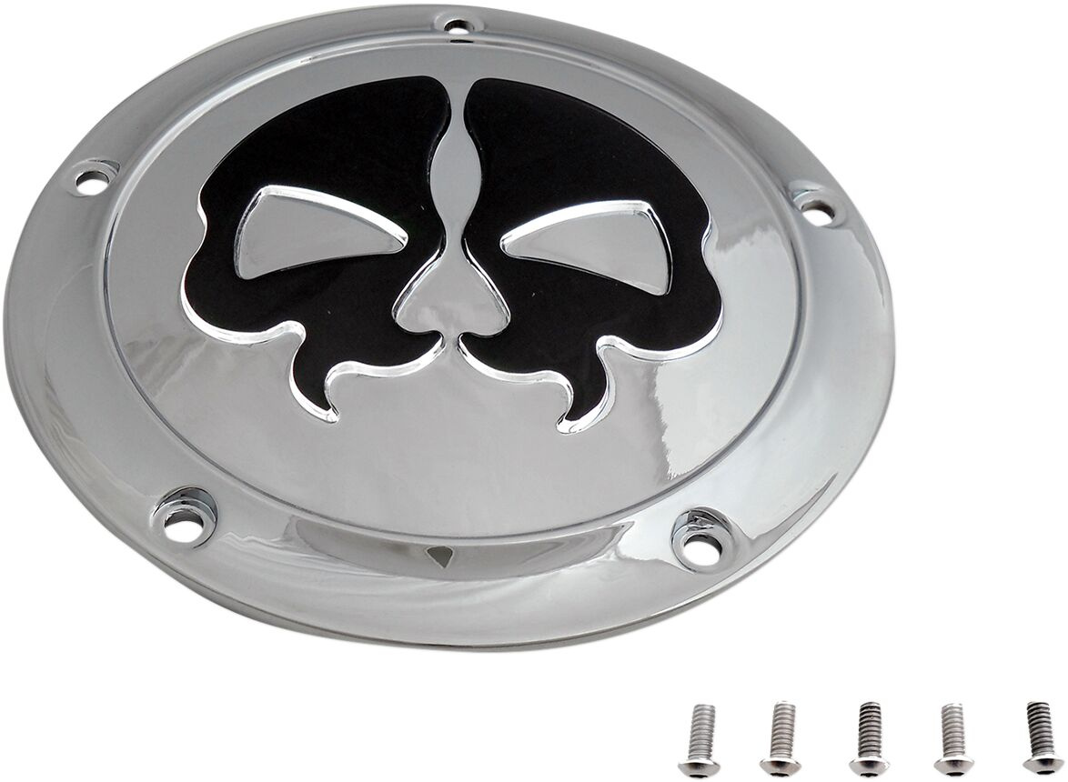 Drag Specialties Cover Derby Split Skull 5-Hole Chrome Cover Drb Sp Sk