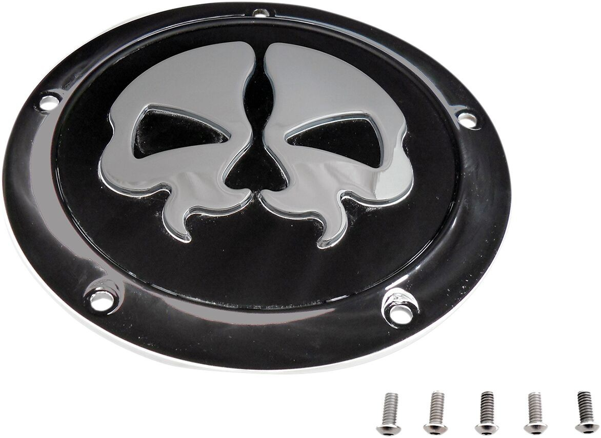 Drag Specialties Cover Derby Split Skull 5-Hole Black Cover Drb Sp Skl