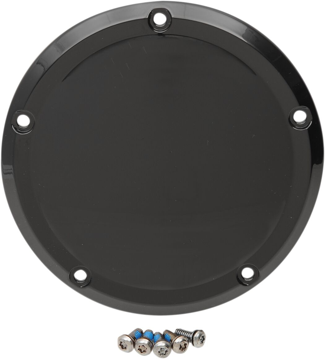 Drag Specialties Cover Derby 5-Hole Glossy Black Cover Drby Flt 16-22