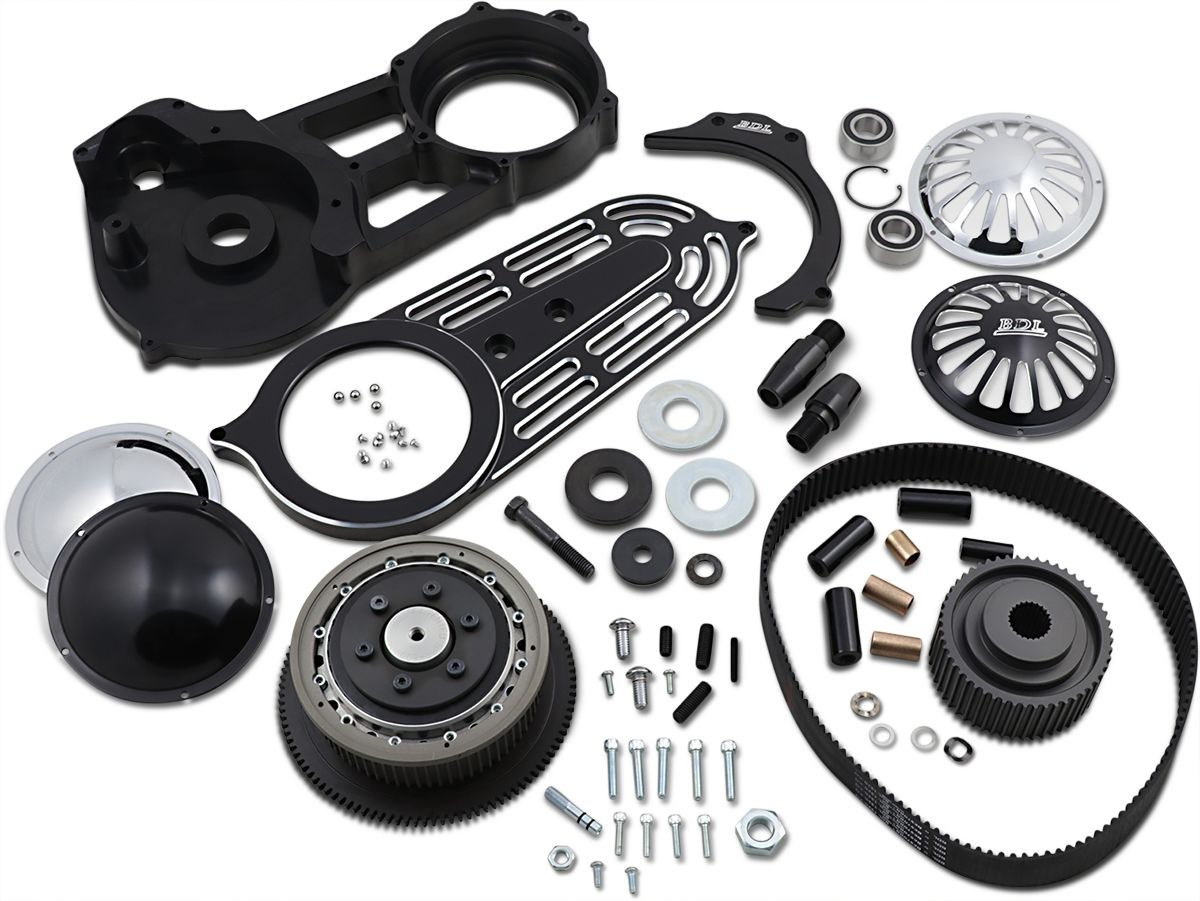 Belt Drives Ltd. Belt Drive Kits With Changeable Domes Black 2'' Belt