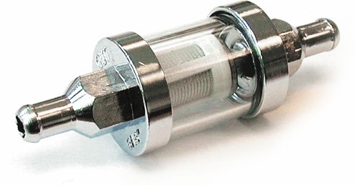 Bensinfilter, till 8mm & 9,5mm slang, krom/glas