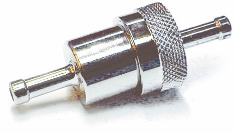 Bensinfilter i kromad aluminium. F�r 5/16 slang