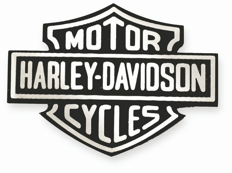 H-D logo decal, metal emblem 45x35mm, self adhesive
