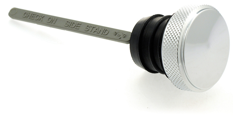 Oljetanklock/m�tsticka 110mm l�ng, Softail 00-upp, kromad