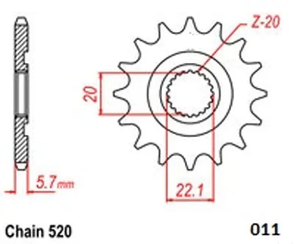 Moto-Master Front Sprocket 520 14T Front Sprocket 520 13T