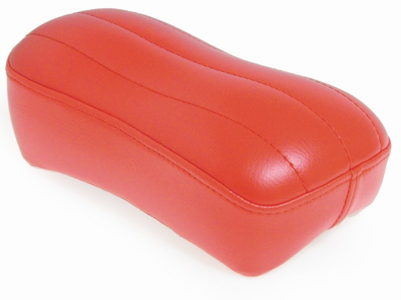 Pillion Pad red naugahyde ''Tuck and Roll'' 10 1/2'' X 5 3/4''