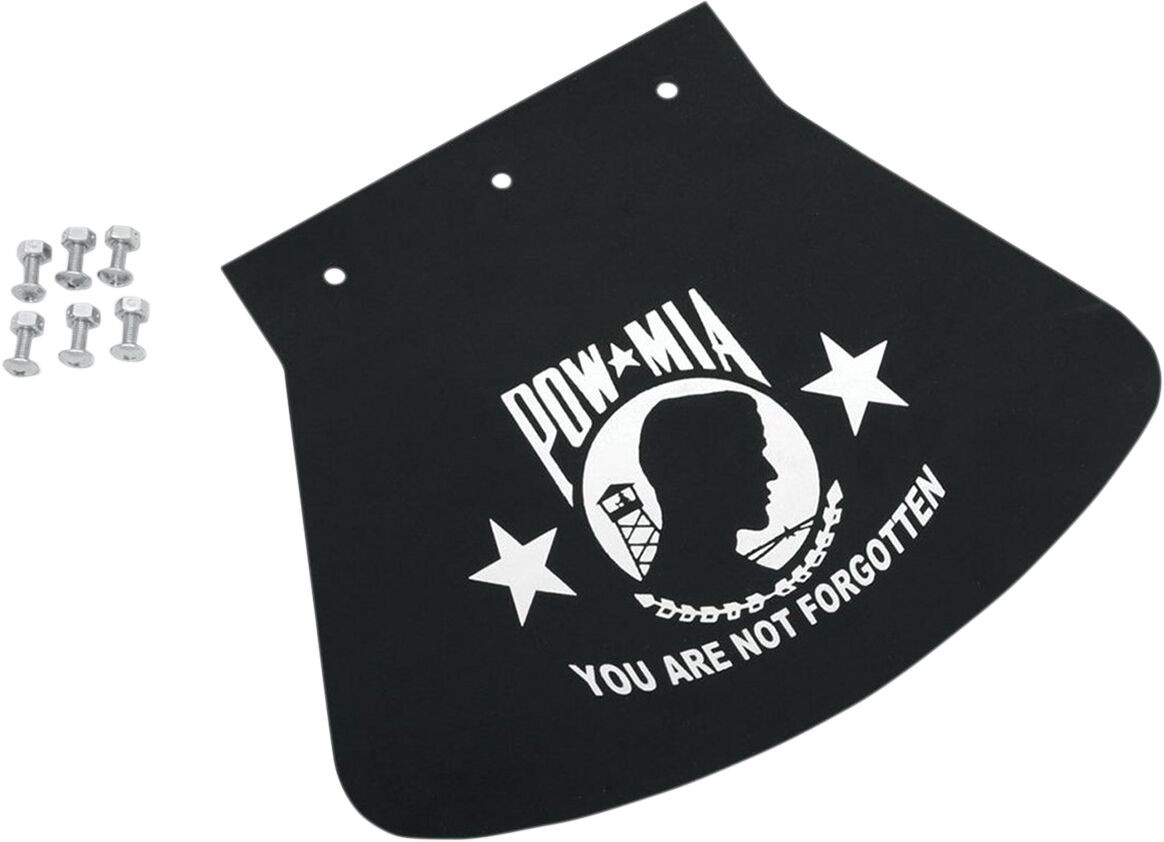 Drag Specialties Seats Mud Flap Pow-Mia Rubber White Mudflap Pow-Mia L