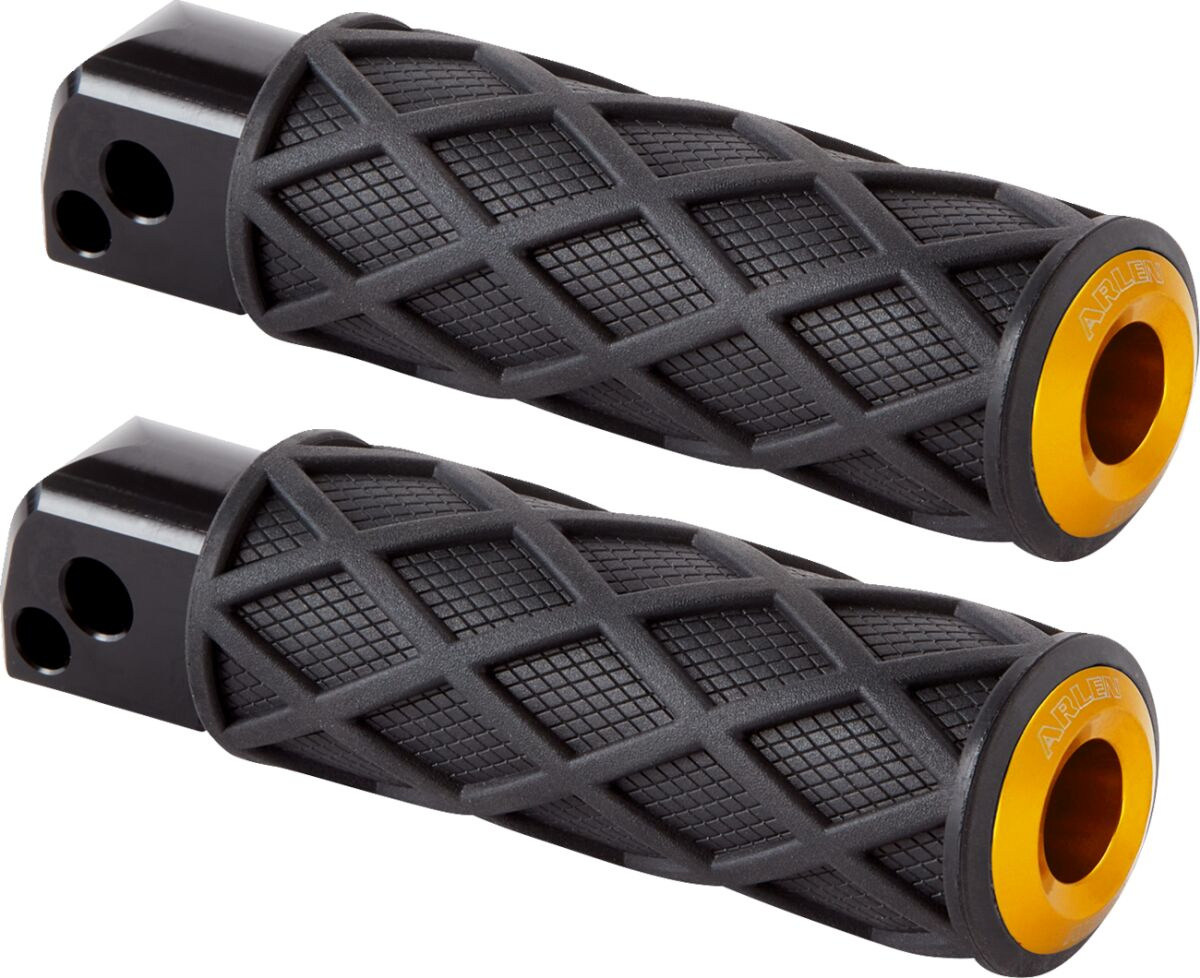 Arlen Ness Footpegs Passenger Diamond, Gold Footpegs Passenger Diamond