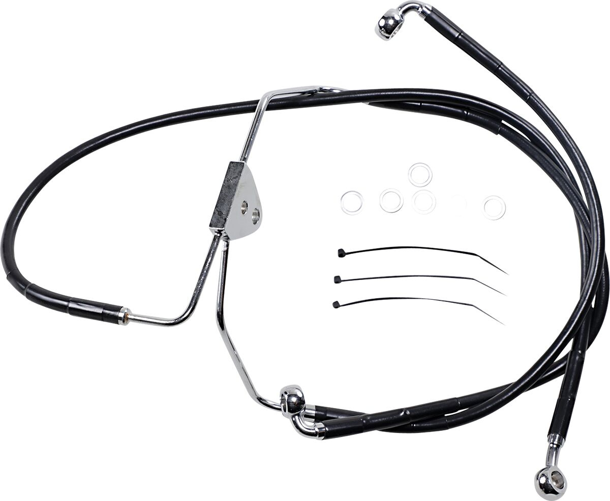 Drag Specialties Front Brake Line Black Vinyl Coated Stainless Steel E