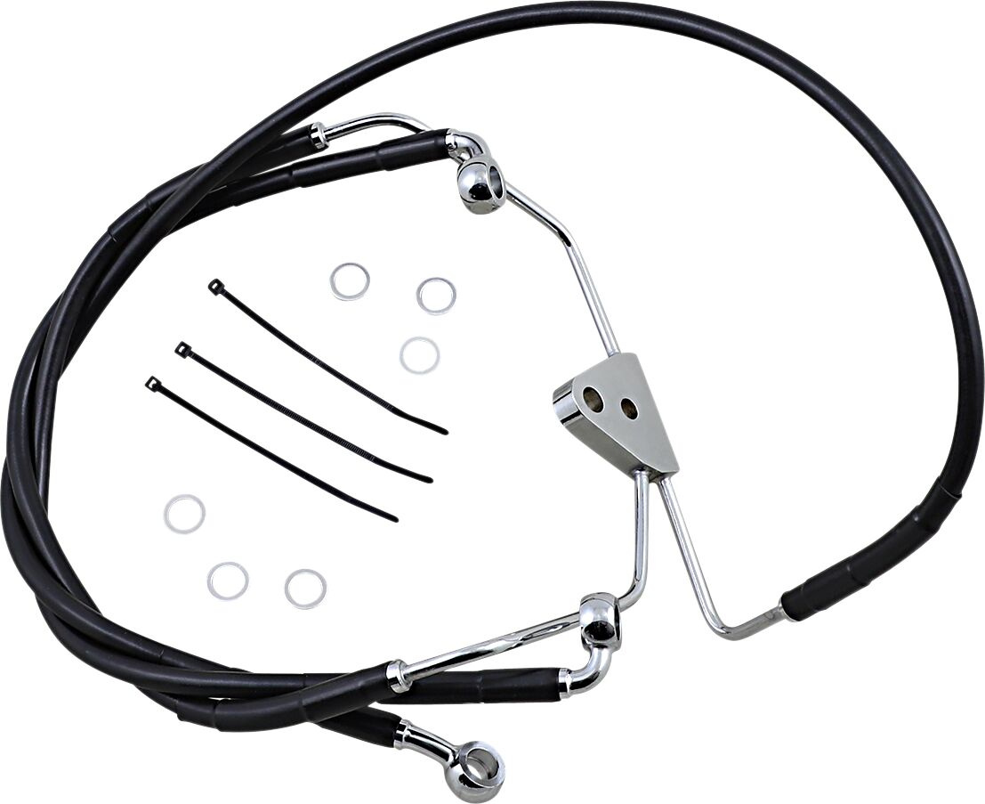 Drag Specialties Front Brake Line Black Vinyl Coated Stainless Steel E
