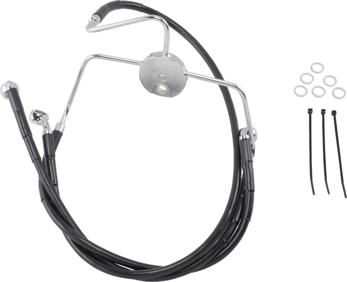 Drag Specialties Front Brake Line Black Vinyl Coated Stainless Steel E