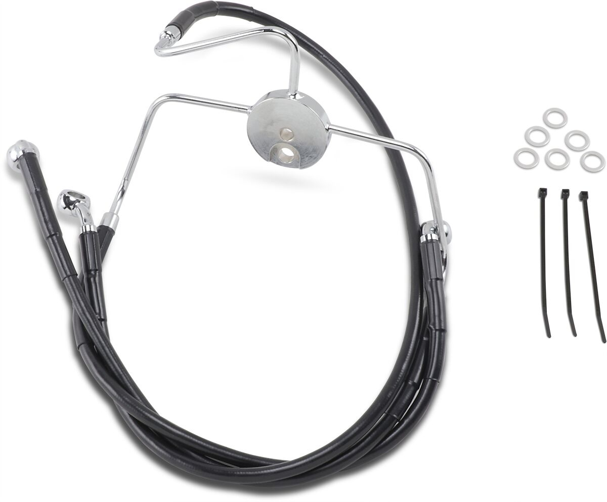 Drag Specialties Front Brake Line Black Vinyl Coated Stainless Steel E