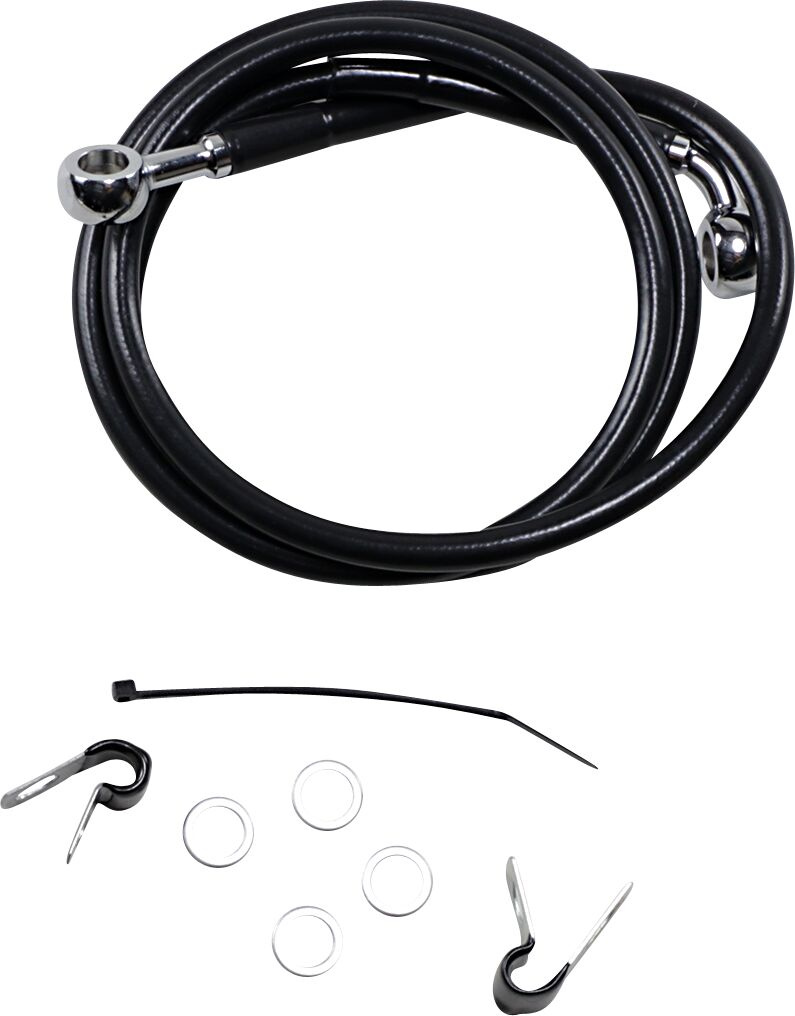 Drag Specialties Front Brake Line Black Vinyl Coated Stainless Steel E