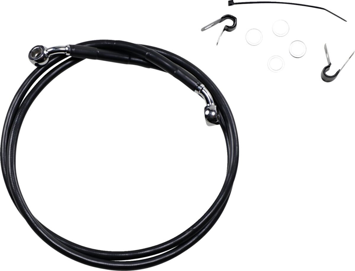 Drag Specialties Front Brake Line Black Vinyl Coated Stainless Steel E