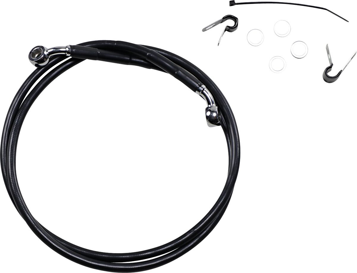 Drag Specialties Front Brake Line Black Vinyl Coated Stainless Steel E