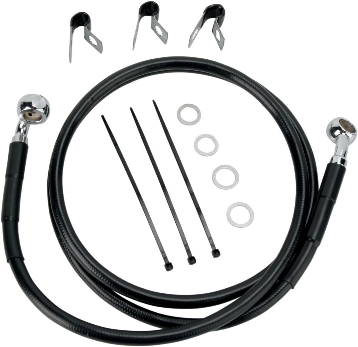 Drag Specialties Front Brake Line Black Vinyl Coated Stainless Steel E
