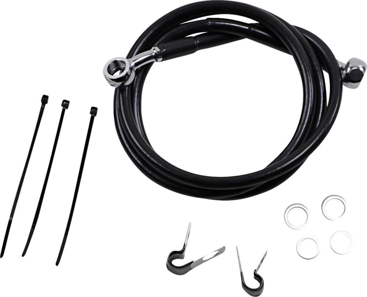 Drag Specialties Front Brake Line Black Vinyl Coated Stainless Steel E