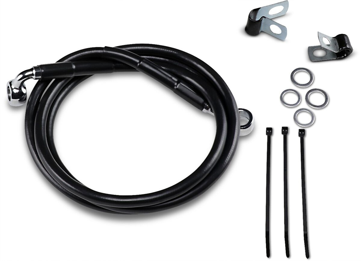 Drag Specialties Front Brake Line Black Vinyl Coated Stainless Steel E